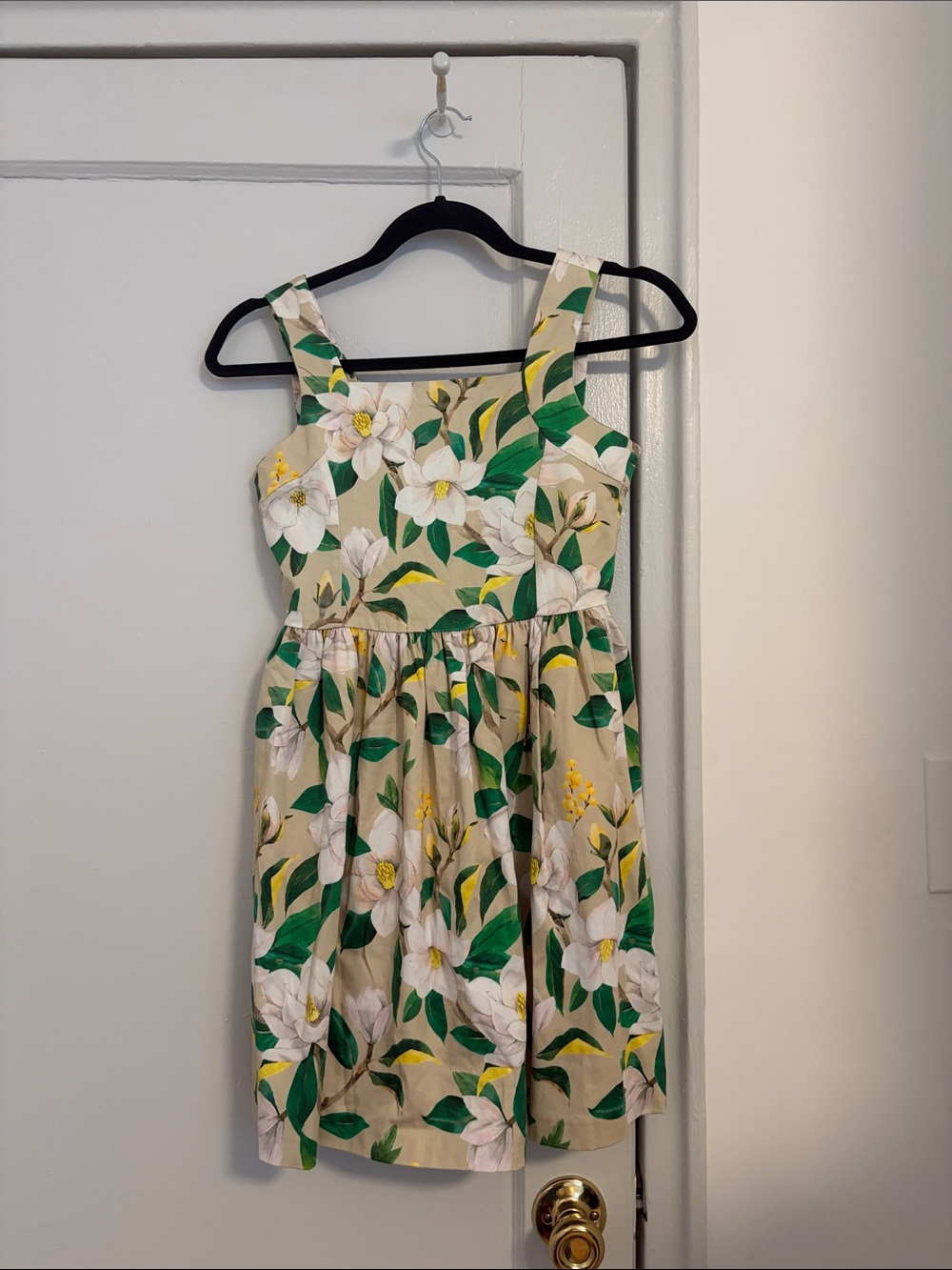 Mayoral Beige Floral Sundress with Green Leaves
